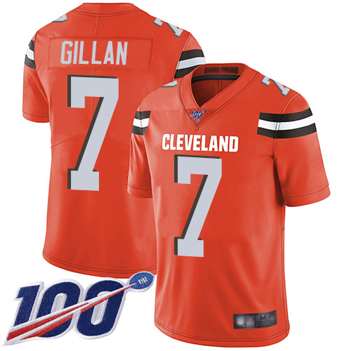 Cleveland Browns Jamie Gillan Men Orange Limited Jersey #7 NFL Football Alternate 100th Season Vapor Untouchable->cleveland browns->NFL Jersey